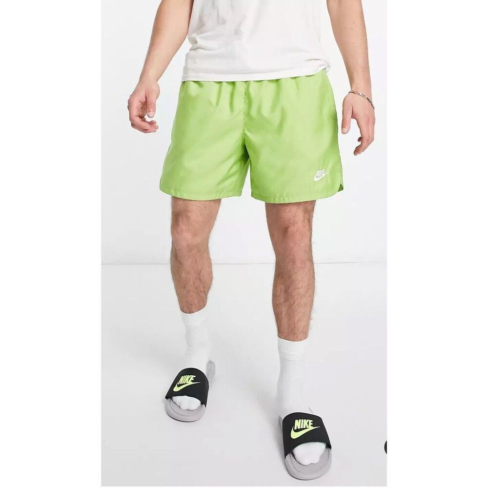Nike Vintage NWT Rare Sportswear Club Woven Track Shorts Nylon Lime Green L